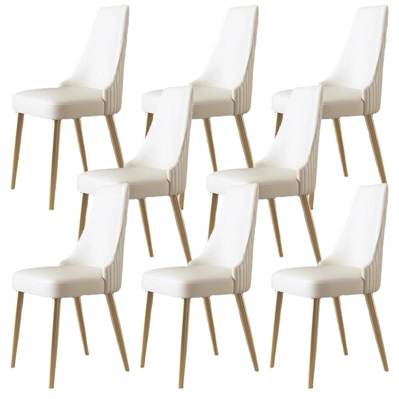 Contemporary Upholstered Dining Chair Faux Leather Kitchen Dining Chair White 8 Piece Set Clearhalo 'Dining Chairs' 'Dining Tables & Seating' 'dining_chair' 'furn' 'furn_dining_chair' 'Furniture' 'Kitchen & Dining Furniture' 6278158