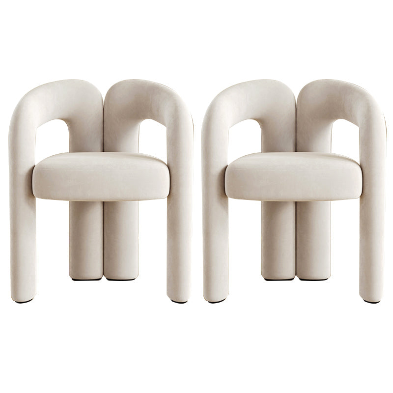 Modern Contemporary Upholstered Arm Chair Open Back Dining Chair for Dining Room Off-White 2 Piece Set Clearhalo 'Dining Chairs' 'Dining Tables & Seating' 'dining_chair' 'furn' 'furn_dining_chair' 'Furniture' 'Kitchen & Dining Furniture' 6278172