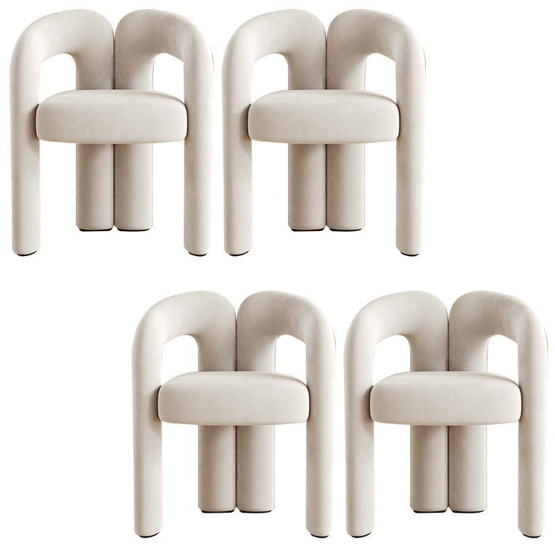 Modern Contemporary Upholstered Arm Chair Open Back Dining Chair for Dining Room Off-White 4 Piece Set Clearhalo 'Dining Chairs' 'Dining Tables & Seating' 'dining_chair' 'furn' 'furn_dining_chair' 'Furniture' 'Kitchen & Dining Furniture' 6278182