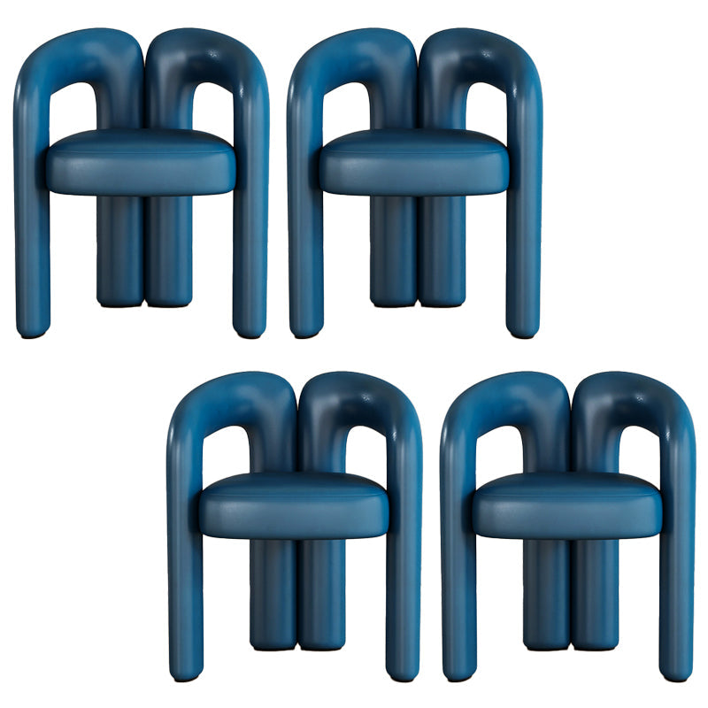 Modern Contemporary Upholstered Arm Chair Open Back Dining Chair for Dining Room Dark Blue 4 Piece Set Clearhalo 'Dining Chairs' 'Dining Tables & Seating' 'dining_chair' 'furn' 'furn_dining_chair' 'Furniture' 'Kitchen & Dining Furniture' 6278184