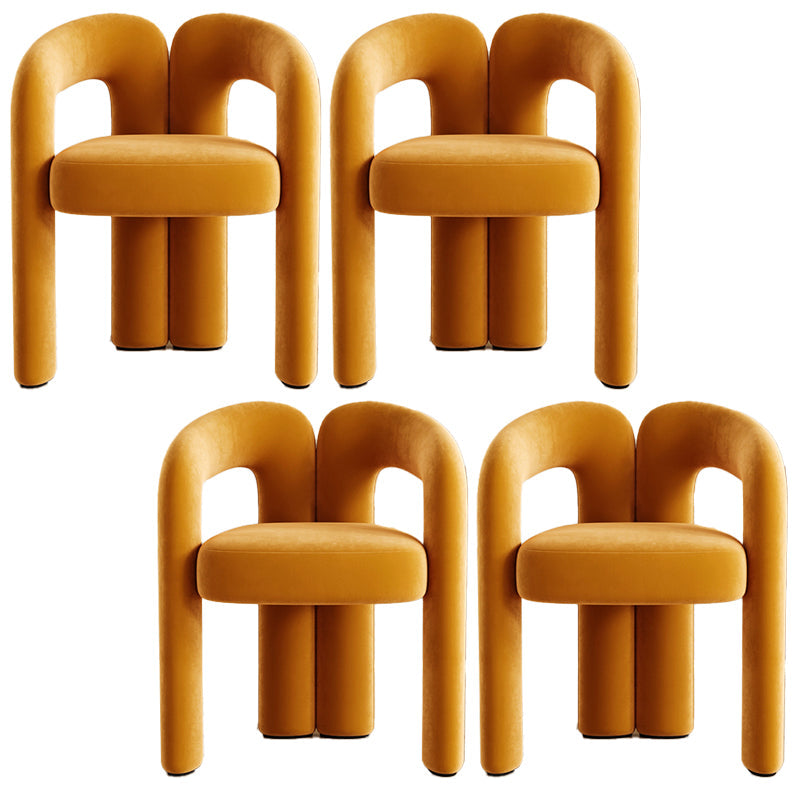 Modern Contemporary Upholstered Arm Chair Open Back Dining Chair for Dining Room Orange 4 Piece Set Clearhalo 'Dining Chairs' 'Dining Tables & Seating' 'dining_chair' 'furn' 'furn_dining_chair' 'Furniture' 'Kitchen & Dining Furniture' 6278185