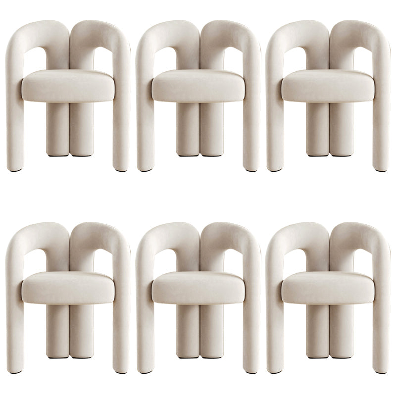 Modern Contemporary Upholstered Arm Chair Open Back Dining Chair for Dining Room Off-White 6 Piece Set Clearhalo 'Dining Chairs' 'Dining Tables & Seating' 'dining_chair' 'furn' 'furn_dining_chair' 'Furniture' 'Kitchen & Dining Furniture' 6278187