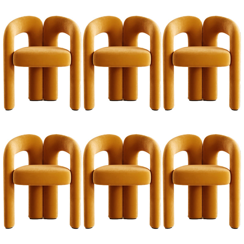 Modern Contemporary Upholstered Arm Chair Open Back Dining Chair for Dining Room Orange 6 Piece Set Clearhalo 'Dining Chairs' 'Dining Tables & Seating' 'dining_chair' 'furn' 'furn_dining_chair' 'Furniture' 'Kitchen & Dining Furniture' 6278190