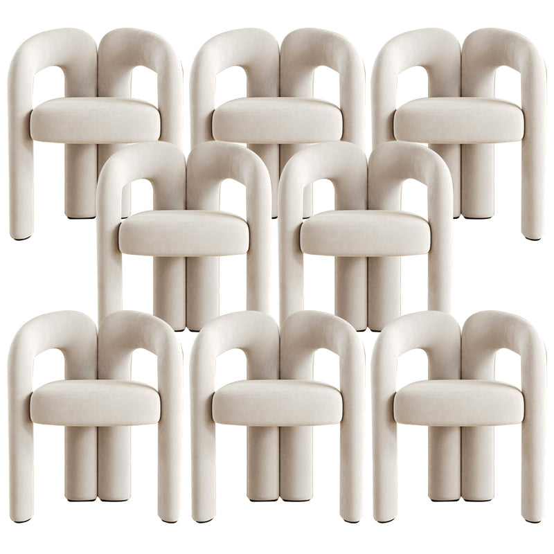 Modern Contemporary Upholstered Arm Chair Open Back Dining Chair for Dining Room Off-White 8 Piece Set Clearhalo 'Dining Chairs' 'Dining Tables & Seating' 'dining_chair' 'furn' 'furn_dining_chair' 'Furniture' 'Kitchen & Dining Furniture' 6278192