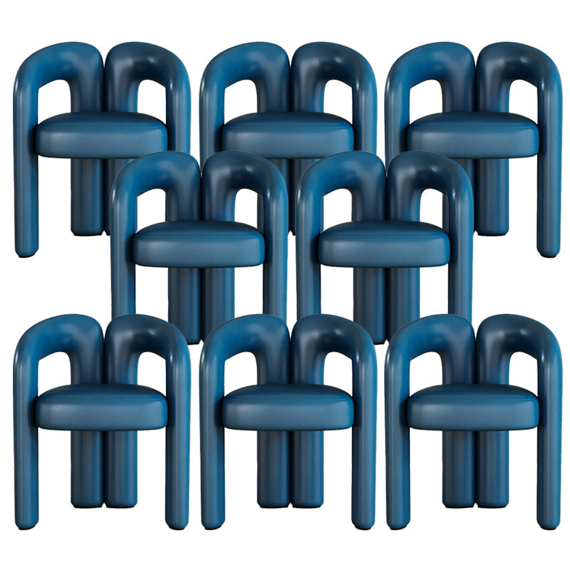 Modern Contemporary Upholstered Arm Chair Open Back Dining Chair for Dining Room Dark Blue 8 Piece Set Clearhalo 'Dining Chairs' 'Dining Tables & Seating' 'dining_chair' 'furn' 'furn_dining_chair' 'Furniture' 'Kitchen & Dining Furniture' 6278194