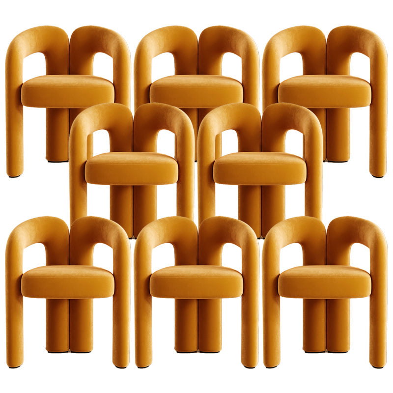 Modern Contemporary Upholstered Arm Chair Open Back Dining Chair for Dining Room Orange 8 Piece Set Clearhalo 'Dining Chairs' 'Dining Tables & Seating' 'dining_chair' 'furn' 'furn_dining_chair' 'Furniture' 'Kitchen & Dining Furniture' 6278195