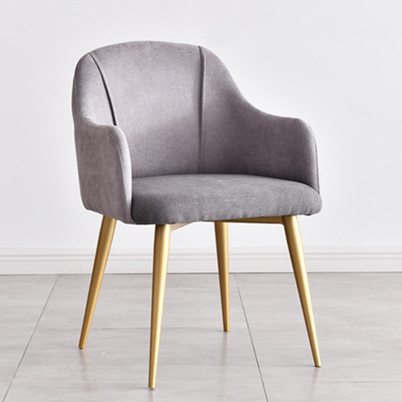 Parsons Upholstered Arm Chair Glam Gold Metal Legs Dining Chair