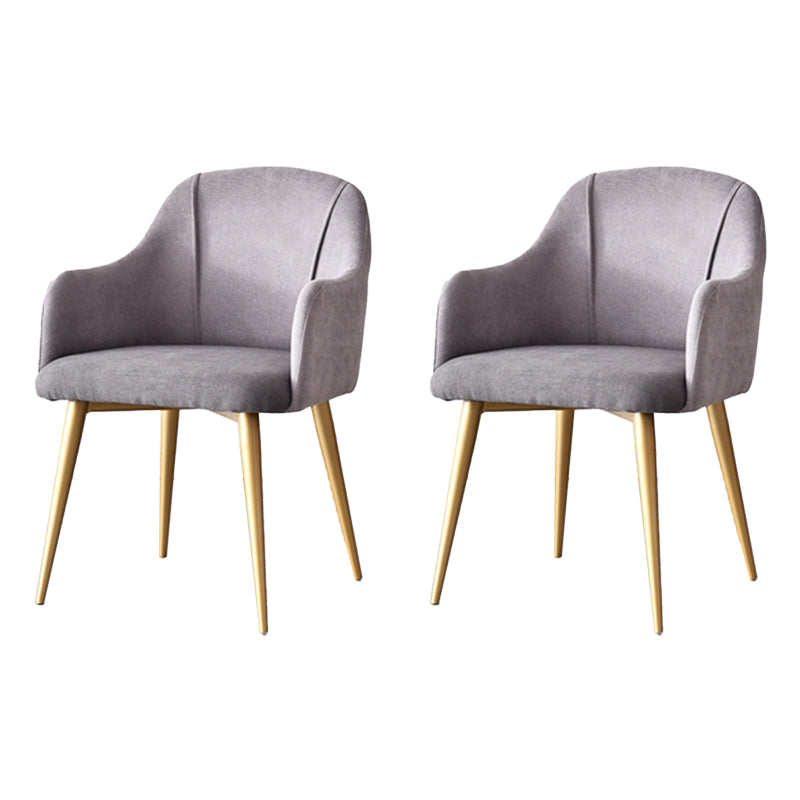 Parsons Upholstered Arm Chair Glam Gold Metal Legs Dining Chair