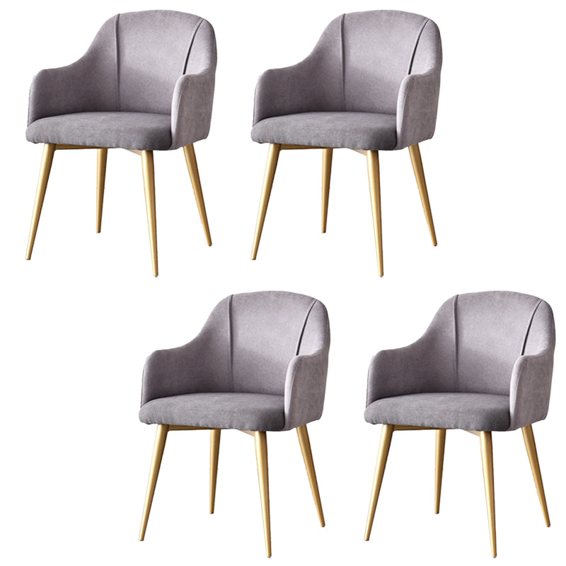 Parsons Upholstered Arm Chair Glam Gold Metal Legs Dining Chair