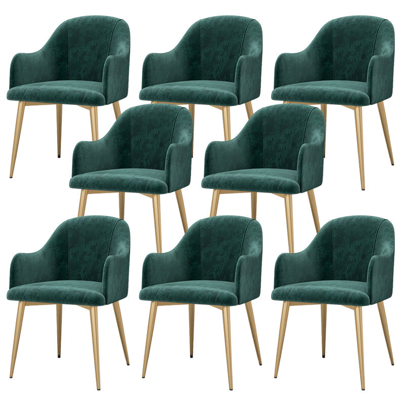 Parsons Upholstered Arm Chair Glam Gold Metal Legs Dining Chair