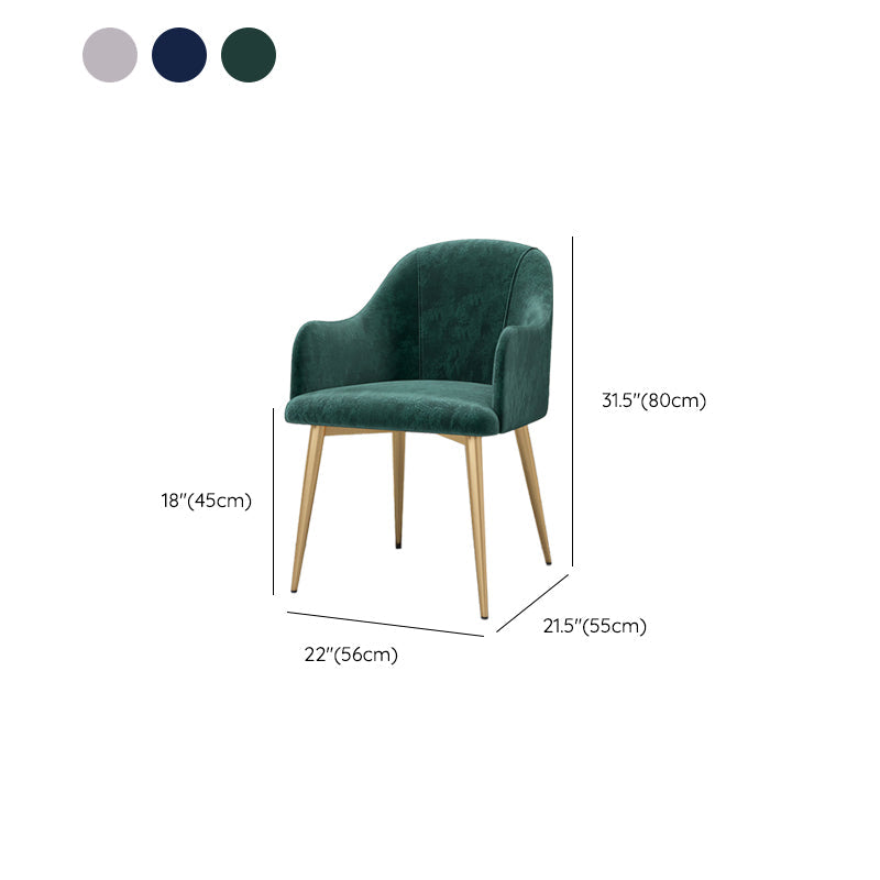 Parsons Upholstered Arm Chair Glam Gold Metal Legs Dining Chair