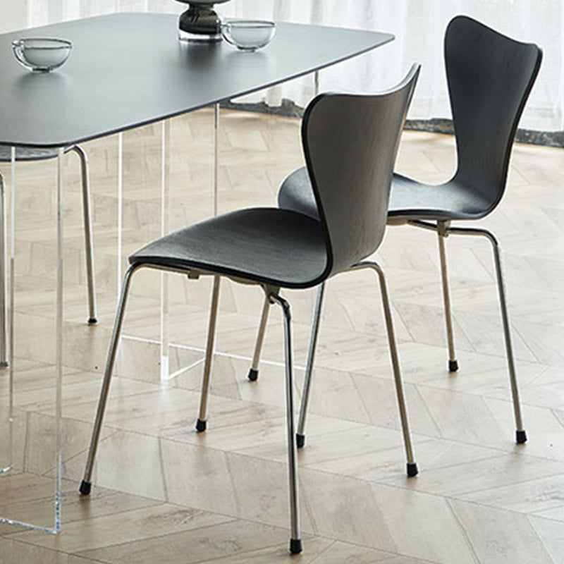 Industrial Kitchen Dining Side Chairs Armless Dining Chairs with Metal Legs