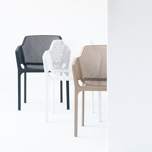 Plastic stapel eetgelegenheid fauteuil glam