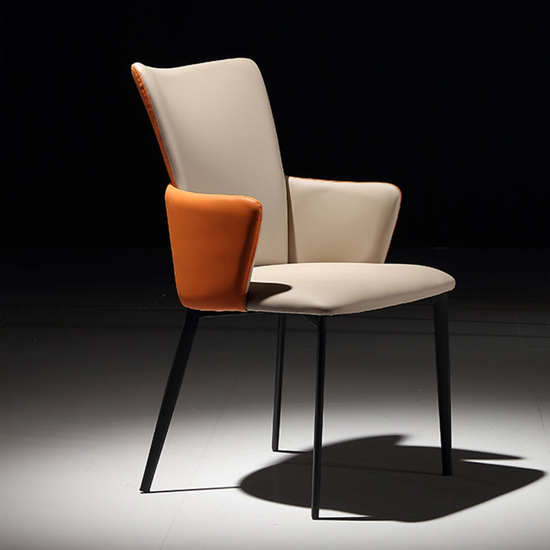 Polca di pelle finta imbottita sedia da pranzo industriale interno con gambe metalliche