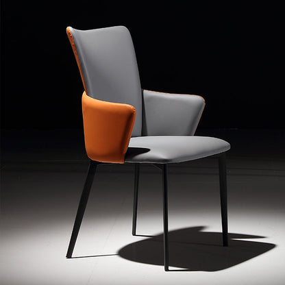 Polca di pelle finta imbottita sedia da pranzo industriale interno con gambe metalliche