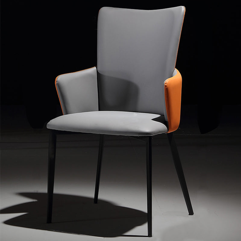 Polca di pelle finta imbottita sedia da pranzo industriale interno con gambe metalliche