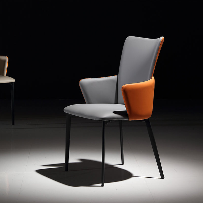 Polca di pelle finta imbottita sedia da pranzo industriale interno con gambe metalliche