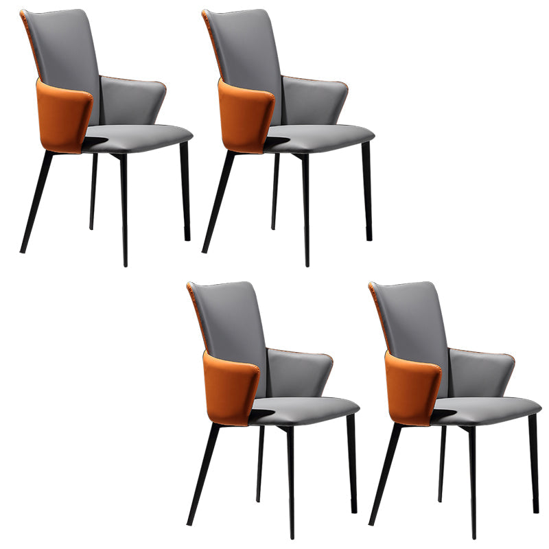 Polca di pelle finta imbottita sedia da pranzo industriale interno con gambe metalliche