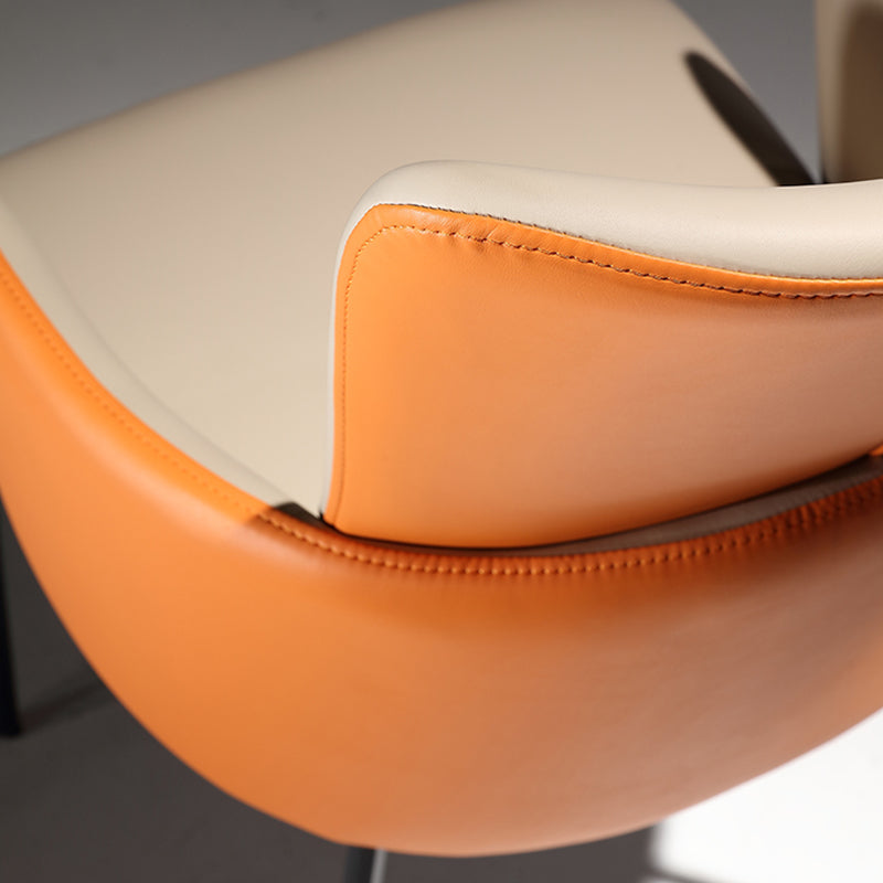 Polca di pelle finta imbottita sedia da pranzo industriale interno con gambe metalliche