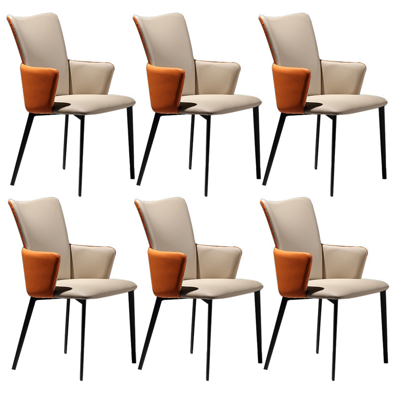 Polca di pelle finta imbottita sedia da pranzo industriale interno con gambe metalliche