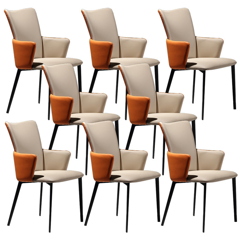 Polca di pelle finta imbottita sedia da pranzo industriale interno con gambe metalliche