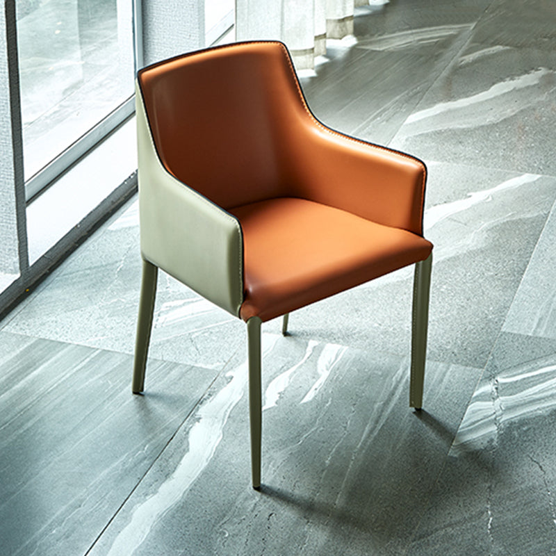 Contemporary Parsons Upholstered Chair Faux Leather Dining Chair for Home Green Orange 1 Piece Clearhalo 'Dining Chairs' 'Dining Tables & Seating' 'dining_chair' 'furn' 'furn_dining_chair' 'Furniture' 'Kitchen & Dining Furniture' 6278379