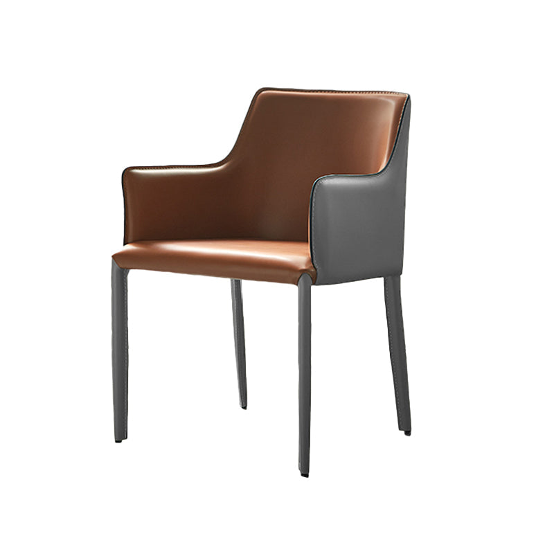 Contemporary Parsons Upholstered Chair Faux Leather Dining Chair for Home Grey Orange 1 Piece Clearhalo 'Dining Chairs' 'Dining Tables & Seating' 'dining_chair' 'furn' 'furn_dining_chair' 'Furniture' 'Kitchen & Dining Furniture' 6278380