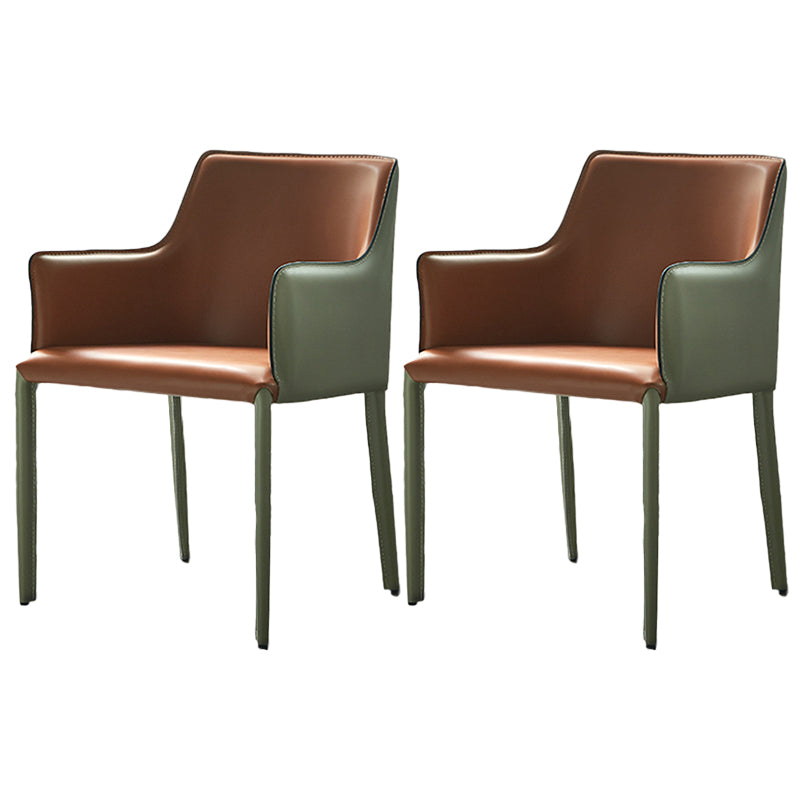 Contemporary Parsons Upholstered Chair Faux Leather Dining Chair for Home Green Orange 2 Piece Set Clearhalo 'Dining Chairs' 'Dining Tables & Seating' 'dining_chair' 'furn' 'furn_dining_chair' 'Furniture' 'Kitchen & Dining Furniture' 6278384