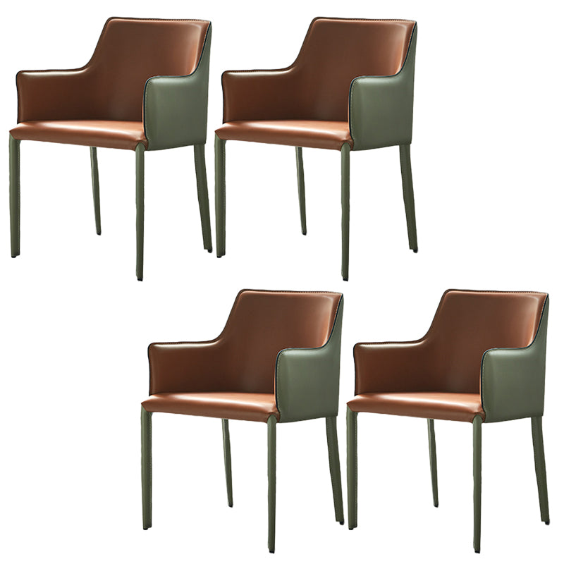 Contemporary Parsons Upholstered Chair Faux Leather Dining Chair for Home Green Orange 4 Piece Set Clearhalo 'Dining Chairs' 'Dining Tables & Seating' 'dining_chair' 'furn' 'furn_dining_chair' 'Furniture' 'Kitchen & Dining Furniture' 6278388