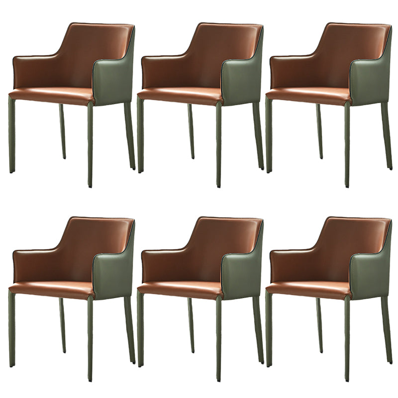 Contemporary Parsons Upholstered Chair Faux Leather Dining Chair for Home Green Orange 6 Piece Set Clearhalo 'Dining Chairs' 'Dining Tables & Seating' 'dining_chair' 'furn' 'furn_dining_chair' 'Furniture' 'Kitchen & Dining Furniture' 6278393