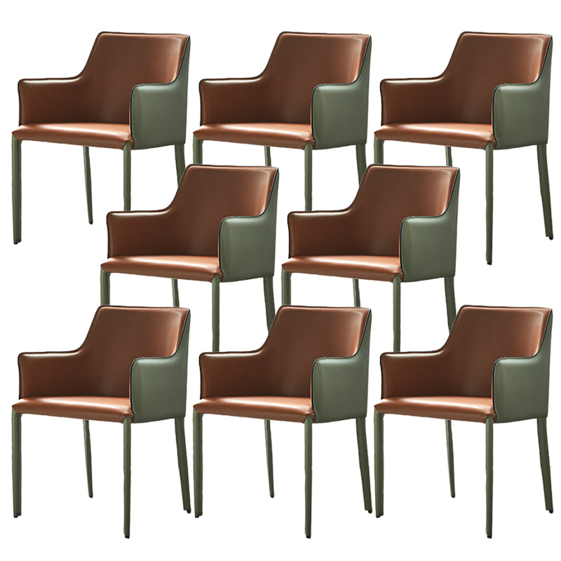 Contemporary Parsons Upholstered Chair Faux Leather Dining Chair for Home Green Orange 8 Piece Set Clearhalo 'Dining Chairs' 'Dining Tables & Seating' 'dining_chair' 'furn' 'furn_dining_chair' 'Furniture' 'Kitchen & Dining Furniture' 6278396