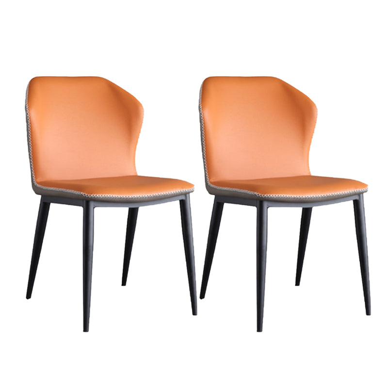 Industrial Upholstered Faux Leather Chair Wingback Side Chair with Metal Legs Orange 2 Piece Set Clearhalo 'Dining Chairs' 'Dining Tables & Seating' 'dining_chair' 'furn' 'furn_dining_chair' 'Furniture' 'Kitchen & Dining Furniture' 6278471