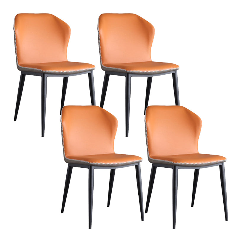 Industrial Upholstered Faux Leather Chair Wingback Side Chair with Metal Legs Orange 4 Piece Set Clearhalo 'Dining Chairs' 'Dining Tables & Seating' 'dining_chair' 'furn' 'furn_dining_chair' 'Furniture' 'Kitchen & Dining Furniture' 6278472