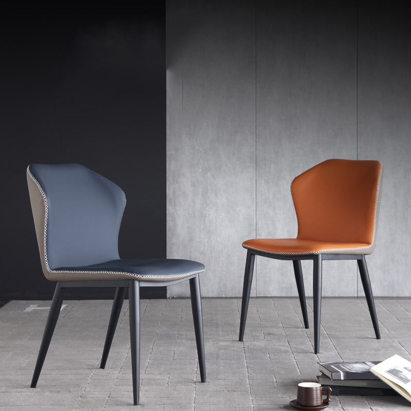 Industrial Upholstered Faux Leather Chair Wingback Side Chair with Metal Legs Clearhalo 'Dining Chairs' 'Dining Tables & Seating' 'dining_chair' 'furn' 'furn_dining_chair' 'Furniture' 'Kitchen & Dining Furniture' 6278473