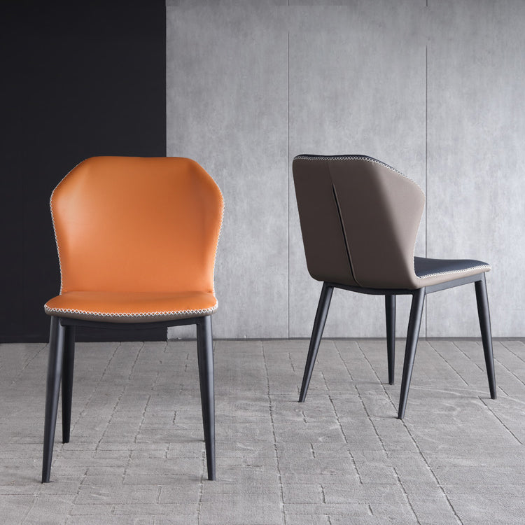 Industrial Upholstered Faux Leather Chair Wingback Side Chair with Metal Legs Clearhalo 'Dining Chairs' 'Dining Tables & Seating' 'dining_chair' 'furn' 'furn_dining_chair' 'Furniture' 'Kitchen & Dining Furniture' 6278477