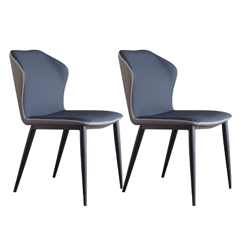 Industrial Upholstered Faux Leather Chair Wingback Side Chair with Metal Legs Blue 2 Piece Set Clearhalo 'Dining Chairs' 'Dining Tables & Seating' 'dining_chair' 'furn' 'furn_dining_chair' 'Furniture' 'Kitchen & Dining Furniture' 6278479