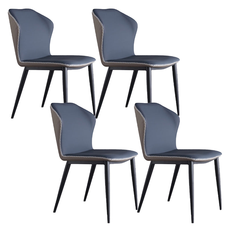 Industrial Upholstered Faux Leather Chair Wingback Side Chair with Metal Legs Blue 4 Piece Set Clearhalo 'Dining Chairs' 'Dining Tables & Seating' 'dining_chair' 'furn' 'furn_dining_chair' 'Furniture' 'Kitchen & Dining Furniture' 6278482