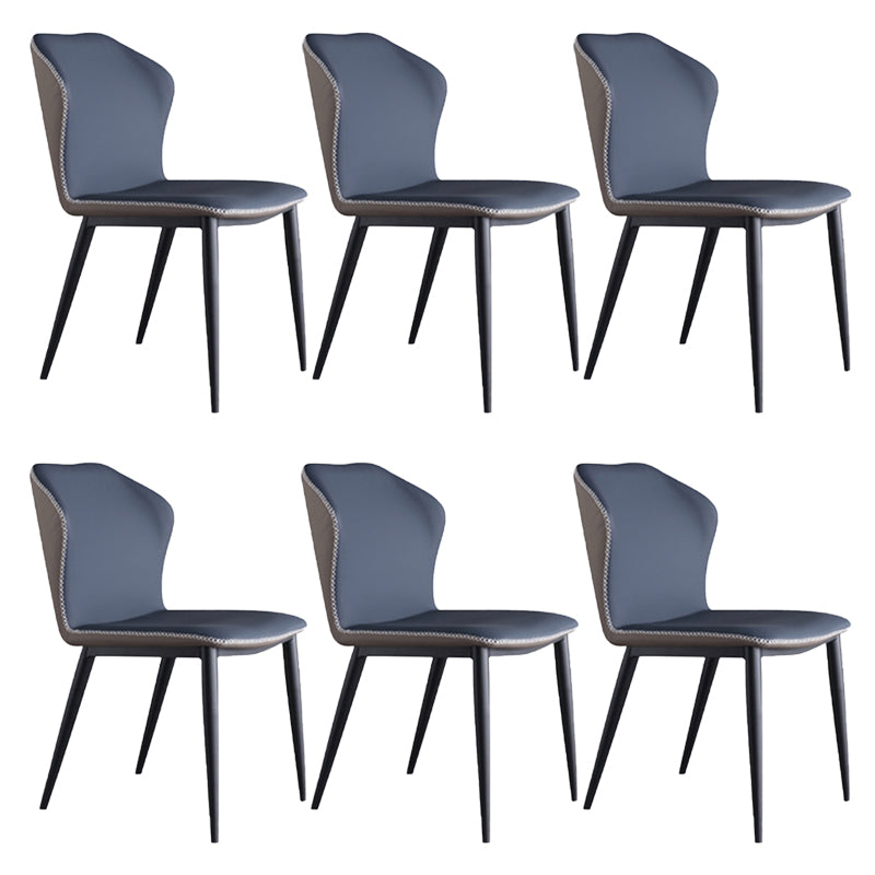 Industrial Upholstered Faux Leather Chair Wingback Side Chair with Metal Legs Blue 6 Piece Set Clearhalo 'Dining Chairs' 'Dining Tables & Seating' 'dining_chair' 'furn' 'furn_dining_chair' 'Furniture' 'Kitchen & Dining Furniture' 6278484