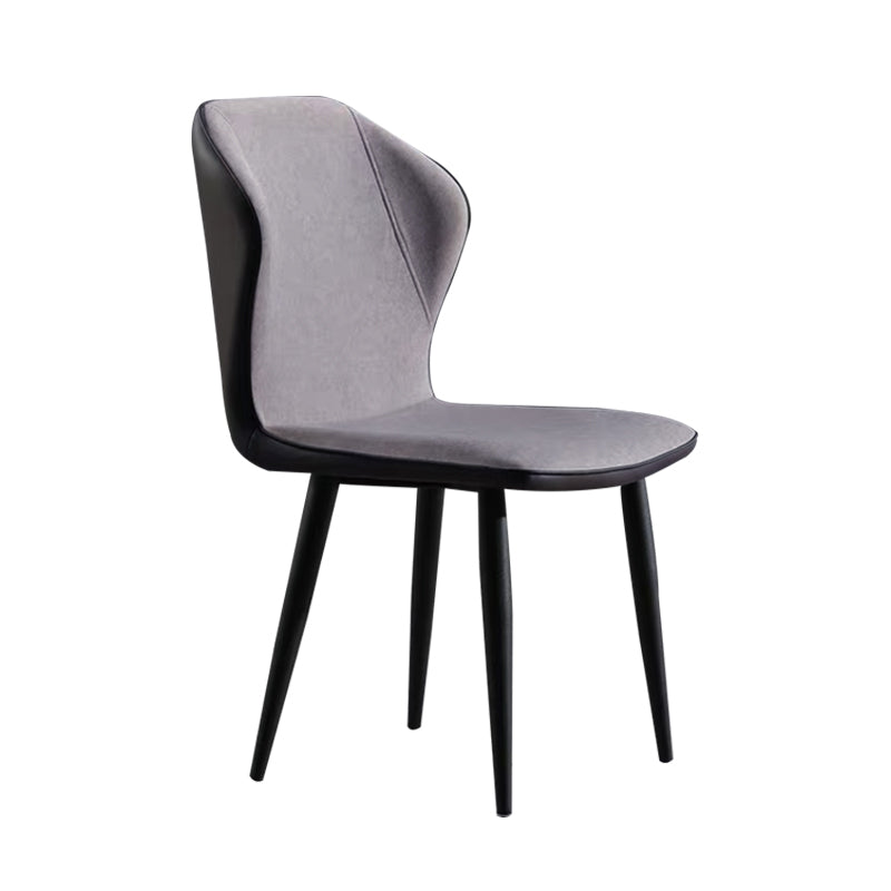 Industrial Upholstered Faux Leather Chair Wingback Side Chair with Metal Legs Grey 1 Piece Clearhalo 'Dining Chairs' 'Dining Tables & Seating' 'dining_chair' 'furn' 'furn_dining_chair' 'Furniture' 'Kitchen & Dining Furniture' 6278487