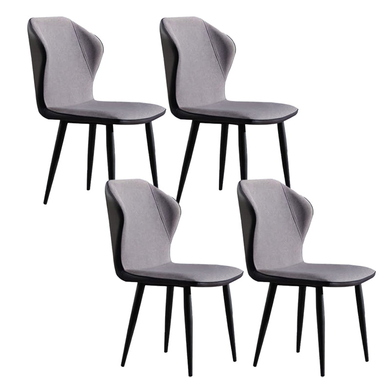 Industrial Upholstered Faux Leather Chair Wingback Side Chair with Metal Legs Grey 4 Piece Set Clearhalo 'Dining Chairs' 'Dining Tables & Seating' 'dining_chair' 'furn' 'furn_dining_chair' 'Furniture' 'Kitchen & Dining Furniture' 6278489