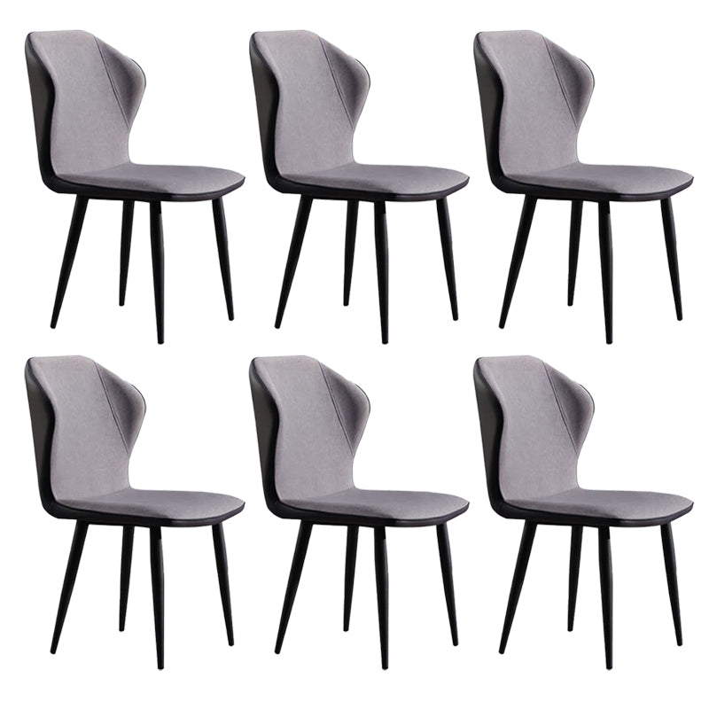 Industrial Upholstered Faux Leather Chair Wingback Side Chair with Metal Legs Grey 6 Piece Set Clearhalo 'Dining Chairs' 'Dining Tables & Seating' 'dining_chair' 'furn' 'furn_dining_chair' 'Furniture' 'Kitchen & Dining Furniture' 6278490