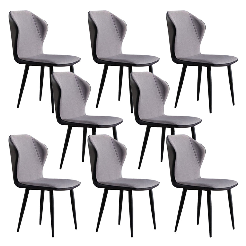 Industrial Upholstered Faux Leather Chair Wingback Side Chair with Metal Legs Grey 8 Piece Set Clearhalo 'Dining Chairs' 'Dining Tables & Seating' 'dining_chair' 'furn' 'furn_dining_chair' 'Furniture' 'Kitchen & Dining Furniture' 6278491