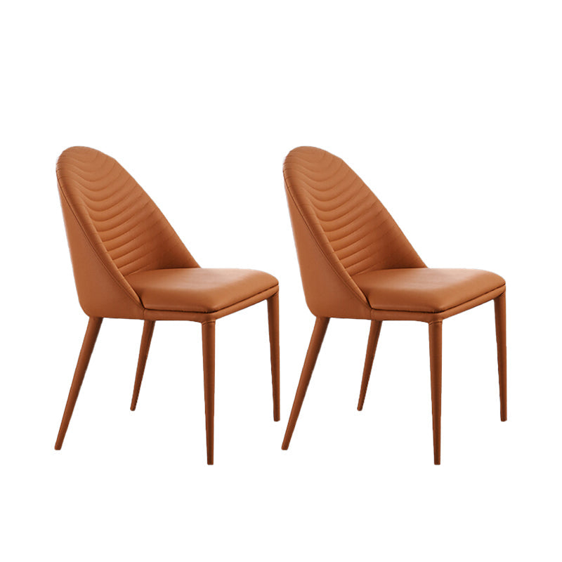 Faux Leather Dining Chair Parsons Upholstered Chair for Dining Room Orange 2 Piece Set Clearhalo 'Dining Chairs' 'Dining Tables & Seating' 'dining_chair' 'furn' 'furn_dining_chair' 'Furniture' 'Kitchen & Dining Furniture' 6278517