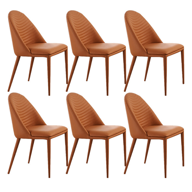 Faux Leather Dining Chair Parsons Upholstered Chair for Dining Room Orange 6 Piece Set Clearhalo 'Dining Chairs' 'Dining Tables & Seating' 'dining_chair' 'furn' 'furn_dining_chair' 'Furniture' 'Kitchen & Dining Furniture' 6278520