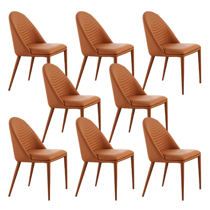 Faux Leather Dining Chair Parsons Upholstered Chair for Dining Room Orange 8 Piece Set Clearhalo 'Dining Chairs' 'Dining Tables & Seating' 'dining_chair' 'furn' 'furn_dining_chair' 'Furniture' 'Kitchen & Dining Furniture' 6278523