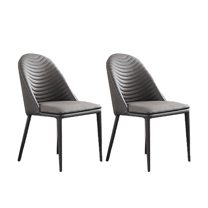 Faux Leather Dining Chair Parsons Upholstered Chair for Dining Room Dark Gray 2 Piece Set Clearhalo 'Dining Chairs' 'Dining Tables & Seating' 'dining_chair' 'furn' 'furn_dining_chair' 'Furniture' 'Kitchen & Dining Furniture' 6278527