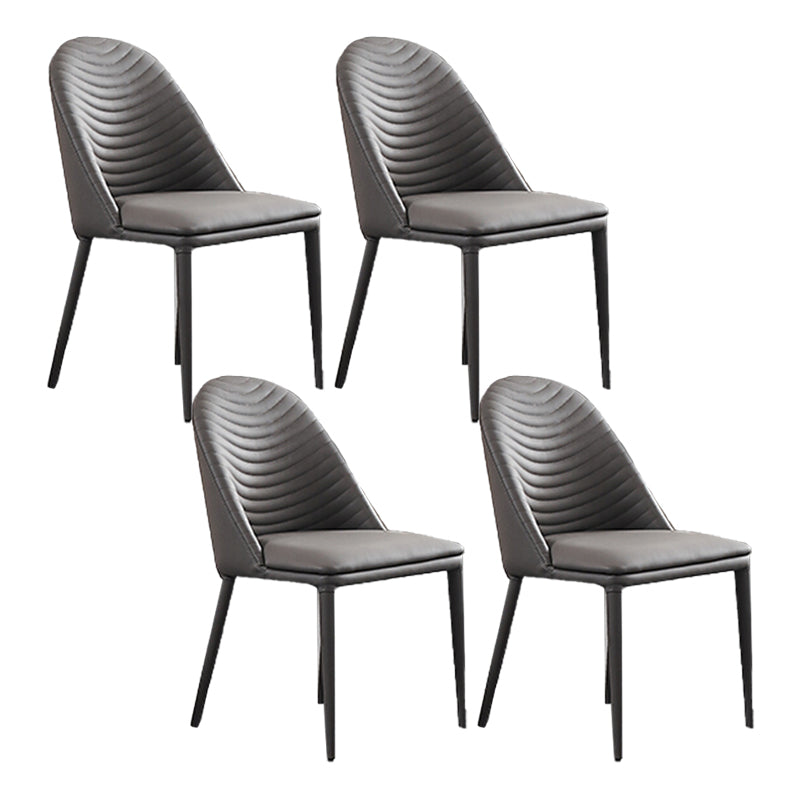 Faux Leather Dining Chair Parsons Upholstered Chair for Dining Room Dark Gray 4 Piece Set Clearhalo 'Dining Chairs' 'Dining Tables & Seating' 'dining_chair' 'furn' 'furn_dining_chair' 'Furniture' 'Kitchen & Dining Furniture' 6278529