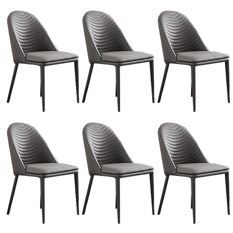Faux Leather Dining Chair Parsons Upholstered Chair for Dining Room Dark Gray 6 Piece Set Clearhalo 'Dining Chairs' 'Dining Tables & Seating' 'dining_chair' 'furn' 'furn_dining_chair' 'Furniture' 'Kitchen & Dining Furniture' 6278531
