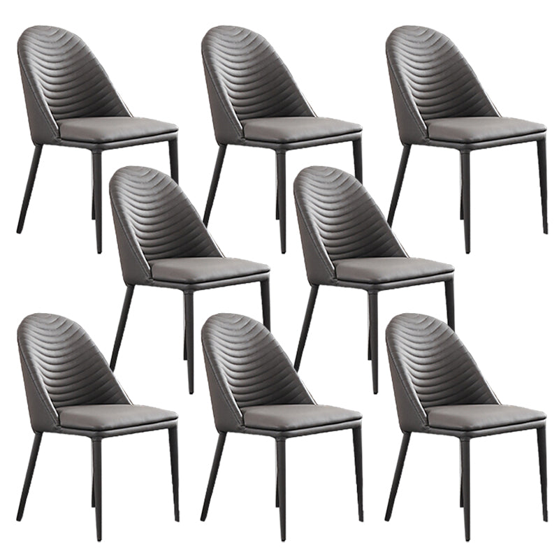 Faux Leather Dining Chair Parsons Upholstered Chair for Dining Room Dark Gray 8 Piece Set Clearhalo 'Dining Chairs' 'Dining Tables & Seating' 'dining_chair' 'furn' 'furn_dining_chair' 'Furniture' 'Kitchen & Dining Furniture' 6278532