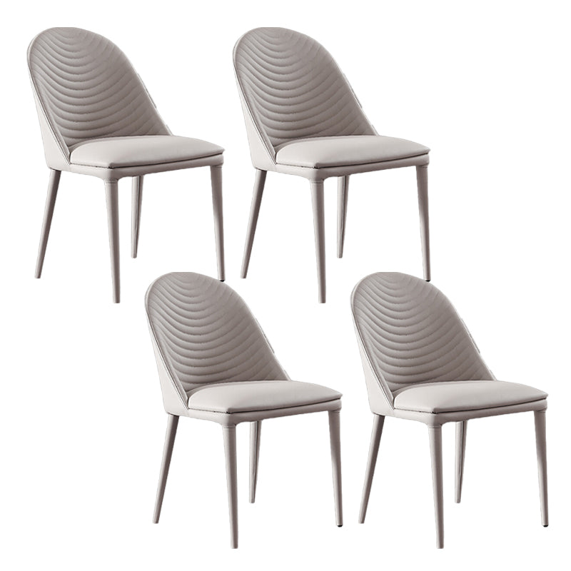 Faux Leather Dining Chair Parsons Upholstered Chair for Dining Room Light Gray 4 Piece Set Clearhalo 'Dining Chairs' 'Dining Tables & Seating' 'dining_chair' 'furn' 'furn_dining_chair' 'Furniture' 'Kitchen & Dining Furniture' 6278540